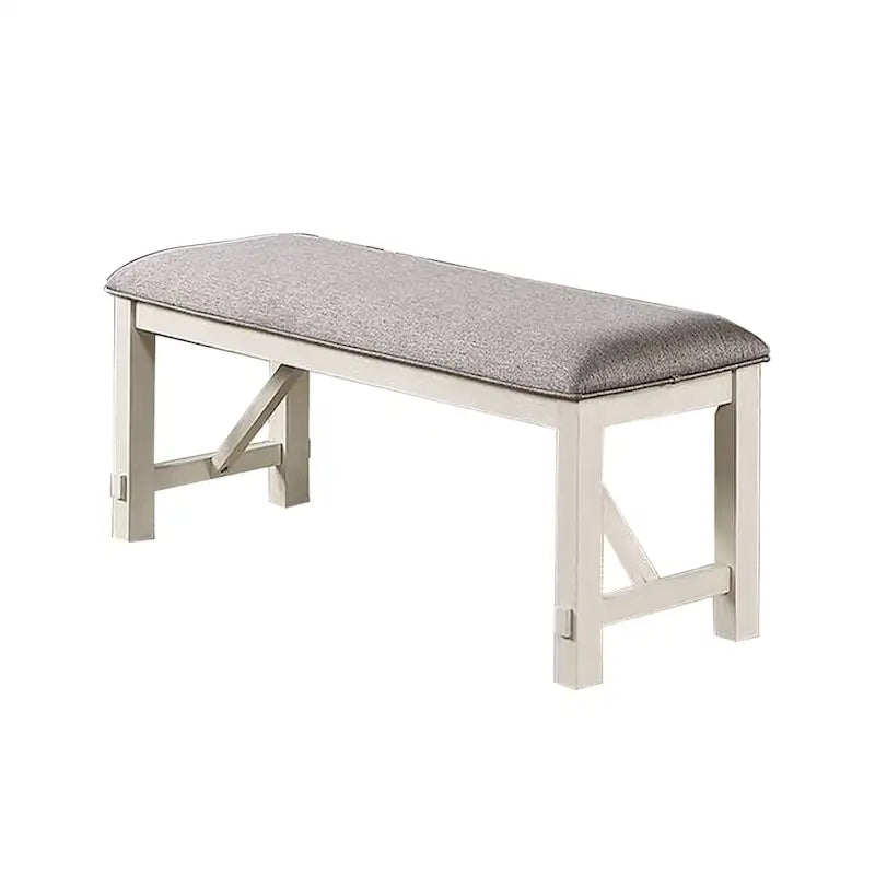 Banc de salle à manger capitonné gris, style ferme, 2-3 places, cadre en bois d'hévéa