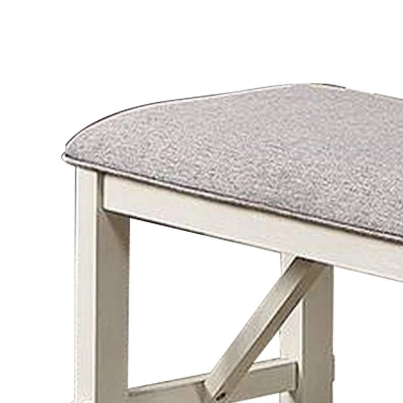 Banc de salle à manger capitonné gris, style ferme, 2-3 places, cadre en bois d'hévéa