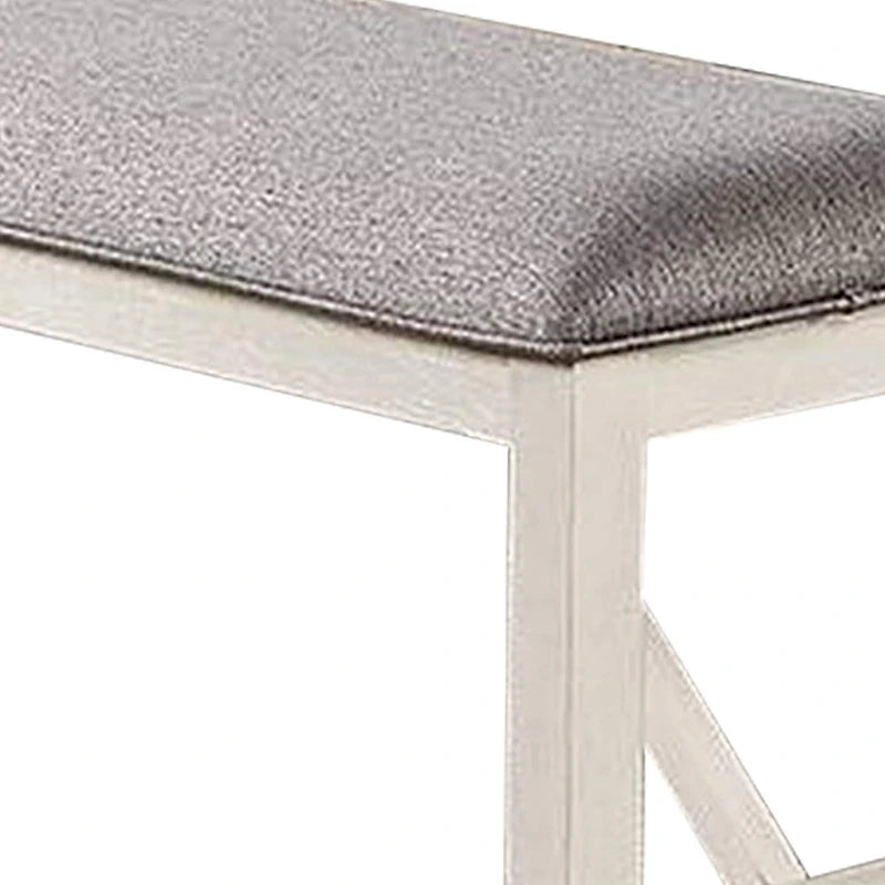Banc de salle à manger capitonné gris, style ferme, 2-3 places, cadre en bois d'hévéa