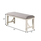 Banc de salle à manger capitonné gris, style ferme, 2-3 places, cadre en bois d'hévéa