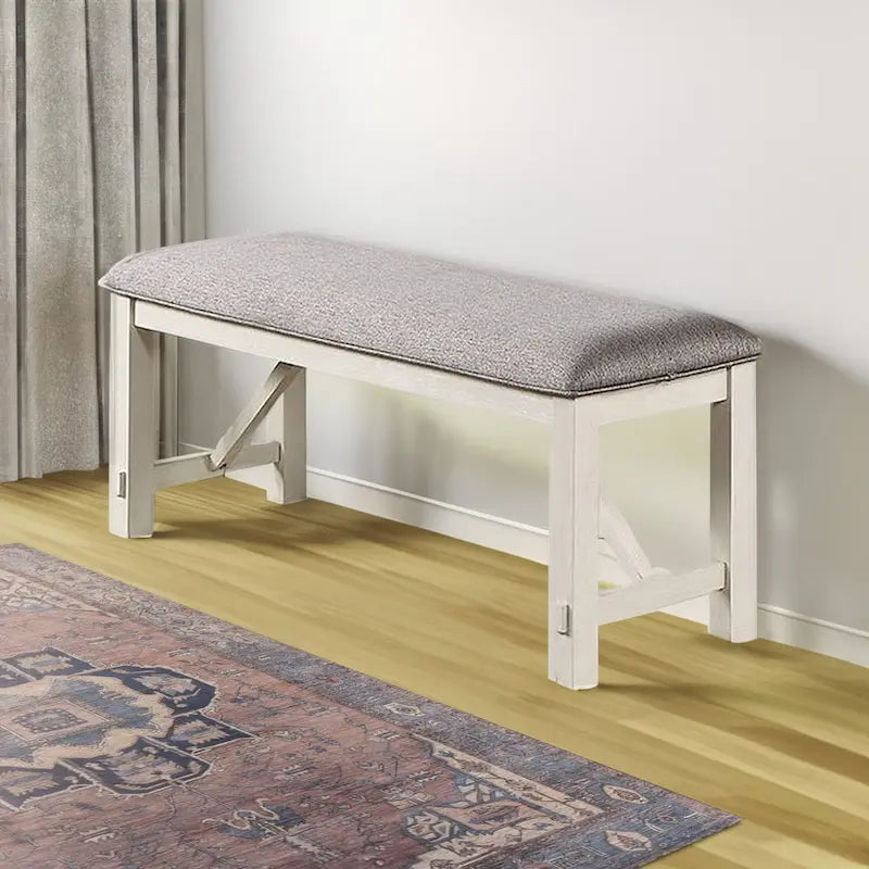 Banc de salle à manger capitonné gris, style ferme, 2-3 places, cadre en bois d'hévéa