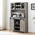 Meuble à vin de style campagnard de 42,5 pouces avec porte coulissante de grange – 15,7P x 42,5L x 69,6H