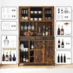 Meuble à vin de style campagnard de 42,5 pouces avec porte coulissante de grange – 15,7P x 42,5L x 69,6H