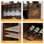 Meuble à vin de style campagnard de 42,5 pouces avec porte coulissante de grange – 15,7P x 42,5L x 69,6H