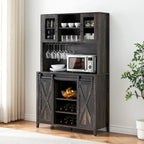 Meuble à vin de style campagnard de 42,5 pouces avec porte coulissante de grange – 15,7P x 42,5L x 69,6H