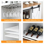 Meuble à vin de style campagnard de 42,5 pouces avec porte coulissante de grange – 15,7P x 42,5L x 69,6H
