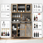 Meuble à vin de style campagnard de 42,5 pouces avec porte coulissante de grange – 15,7P x 42,5L x 69,6H