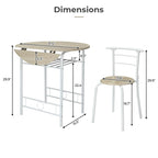 Table de salle à manger abattante de 80 cm pour petit espace, ensemble table de cuisine pour 2 personnes