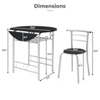 Table de salle à manger abattante de 80 cm pour petit espace, ensemble table de cuisine pour 2 personnes