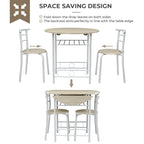 Table de salle à manger abattante de 80 cm pour petit espace, ensemble table de cuisine pour 2 personnes