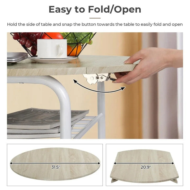 Table de salle à manger abattante de 80 cm pour petit espace, ensemble table de cuisine pour 2 personnes