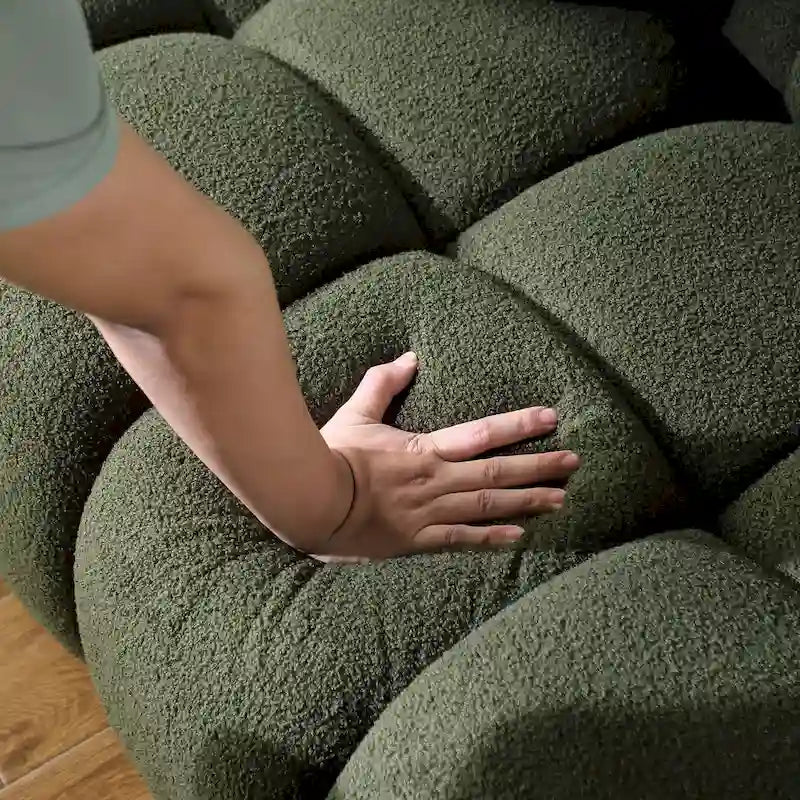 64,96 longueur, 35,83 profondeur, structure du corps humain pour les personnes aux États-Unis, canapé marshmallow, canapé bouclé, 2 places, BOUCLÉ BEIGE