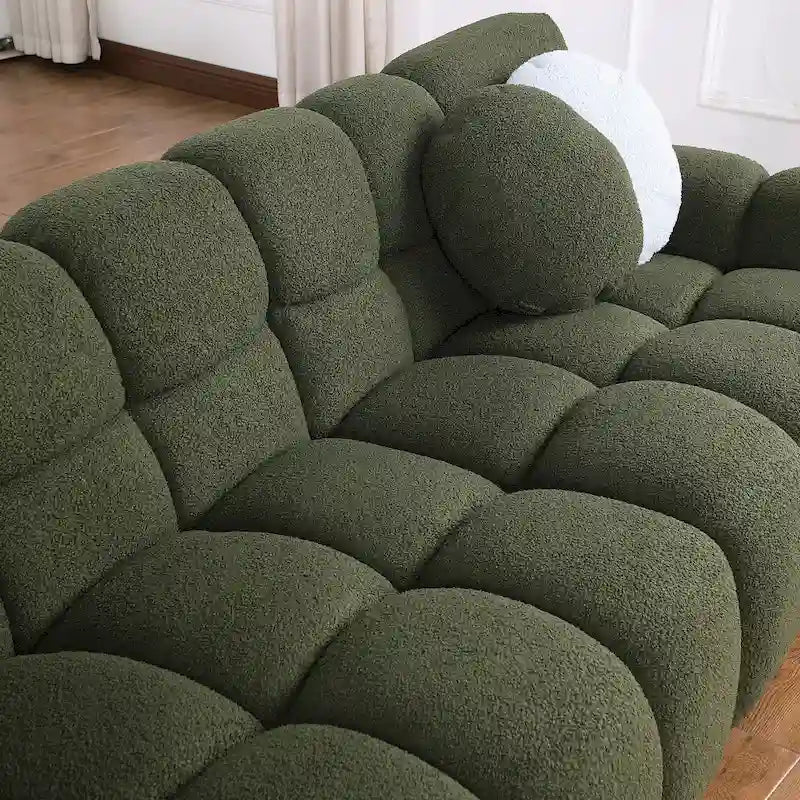 64,96 longueur, 35,83 profondeur, structure du corps humain pour les personnes aux États-Unis, canapé marshmallow, canapé bouclé, 2 places, BOUCLÉ BEIGE
