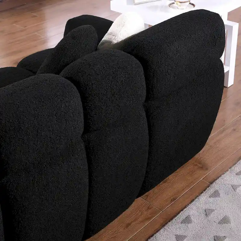 64,96 longueur, 35,83 profondeur, structure du corps humain pour les personnes aux États-Unis, canapé marshmallow, canapé bouclé, 2 places, BOUCLÉ BEIGE