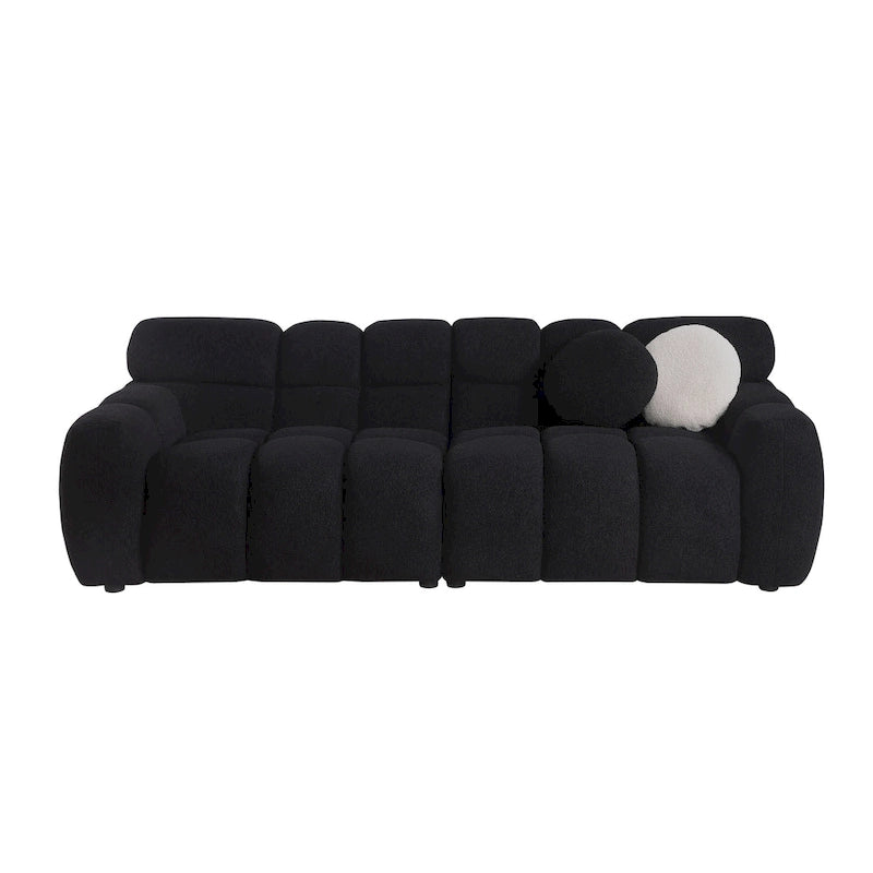64,96 longueur, 35,83 profondeur, structure du corps humain pour les personnes aux États-Unis, canapé marshmallow, canapé bouclé, 2 places, BOUCLÉ BEIGE