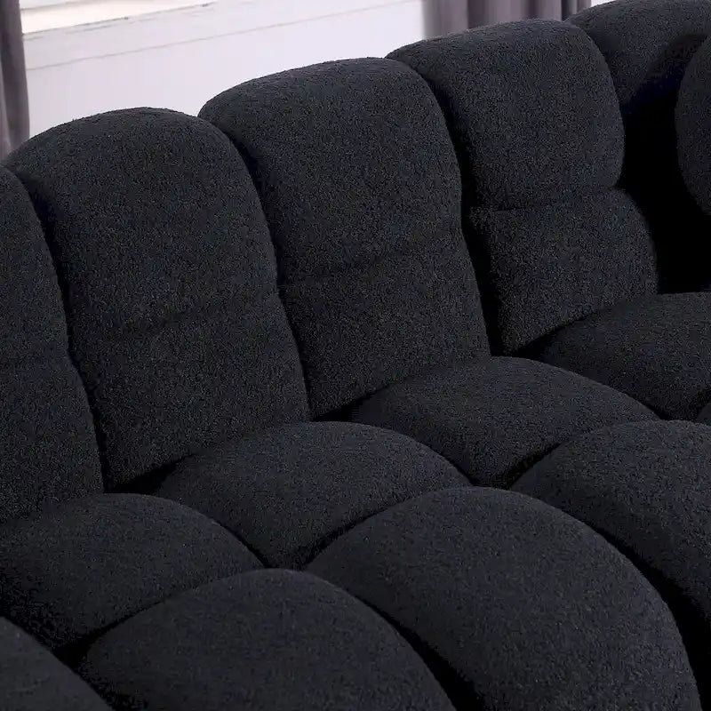 64,96 longueur, 35,83 profondeur, structure du corps humain pour les personnes aux États-Unis, canapé marshmallow, canapé bouclé, 2 places, BOUCLÉ BEIGE