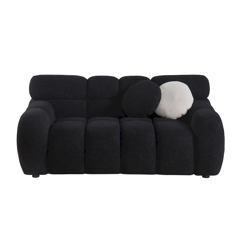 64,96 longueur, 35,83 profondeur, structure du corps humain pour les personnes aux États-Unis, canapé marshmallow, canapé bouclé, 2 places, BOUCLÉ BEIGE