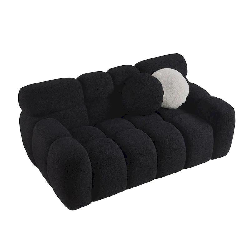 64,96 longueur, 35,83 profondeur, structure du corps humain pour les personnes aux États-Unis, canapé marshmallow, canapé bouclé, 2 places, BOUCLÉ BEIGE