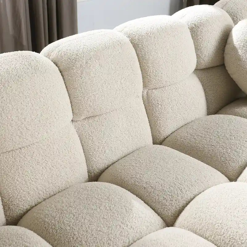 64,96 longueur, 35,83 profondeur, structure du corps humain pour les personnes aux États-Unis, canapé marshmallow, canapé bouclé, 2 places, BOUCLÉ BEIGE
