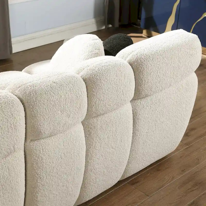 64,96 longueur, 35,83 profondeur, structure du corps humain pour les personnes aux États-Unis, canapé marshmallow, canapé bouclé, 2 places, BOUCLÉ BEIGE