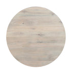 Table basse ronde de 37 pouces, de forme tambour fabriquée à la main avec rangement, en bois de manguier blanc délavé