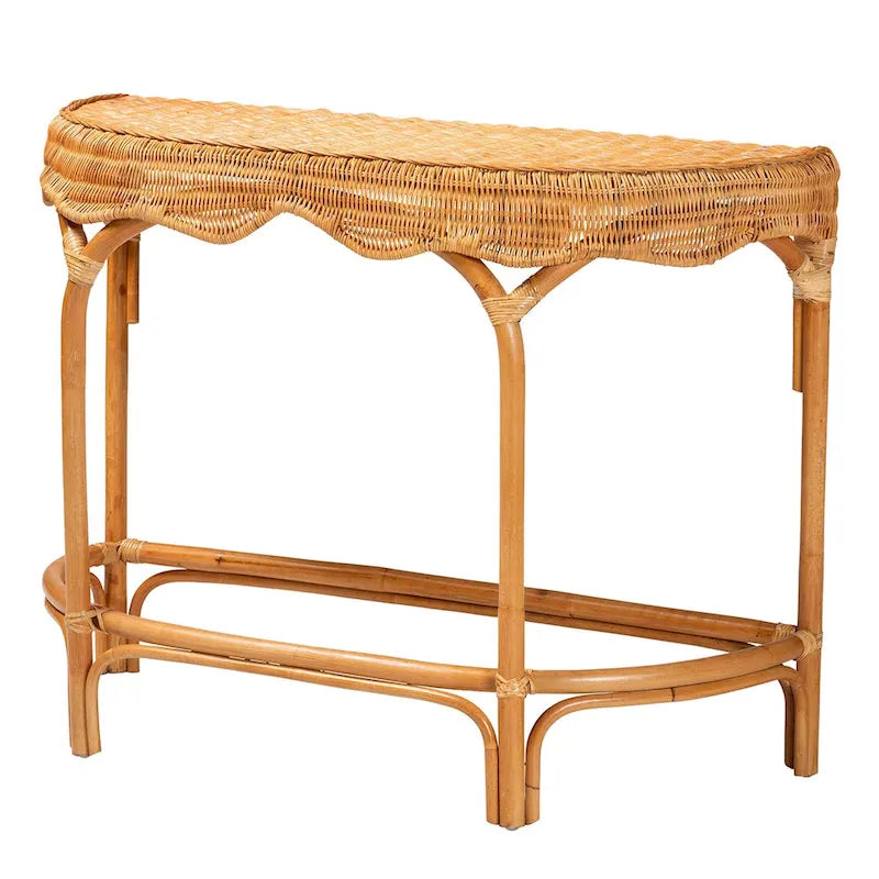 Console Wakana en rotin marron naturel de style bohème moderne