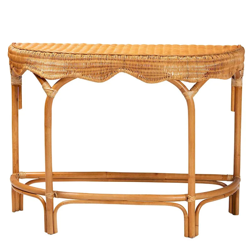 Console Wakana en rotin marron naturel de style bohème moderne