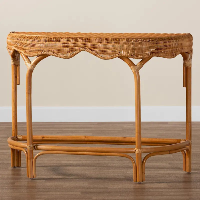Console Wakana en rotin marron naturel de style bohème moderne