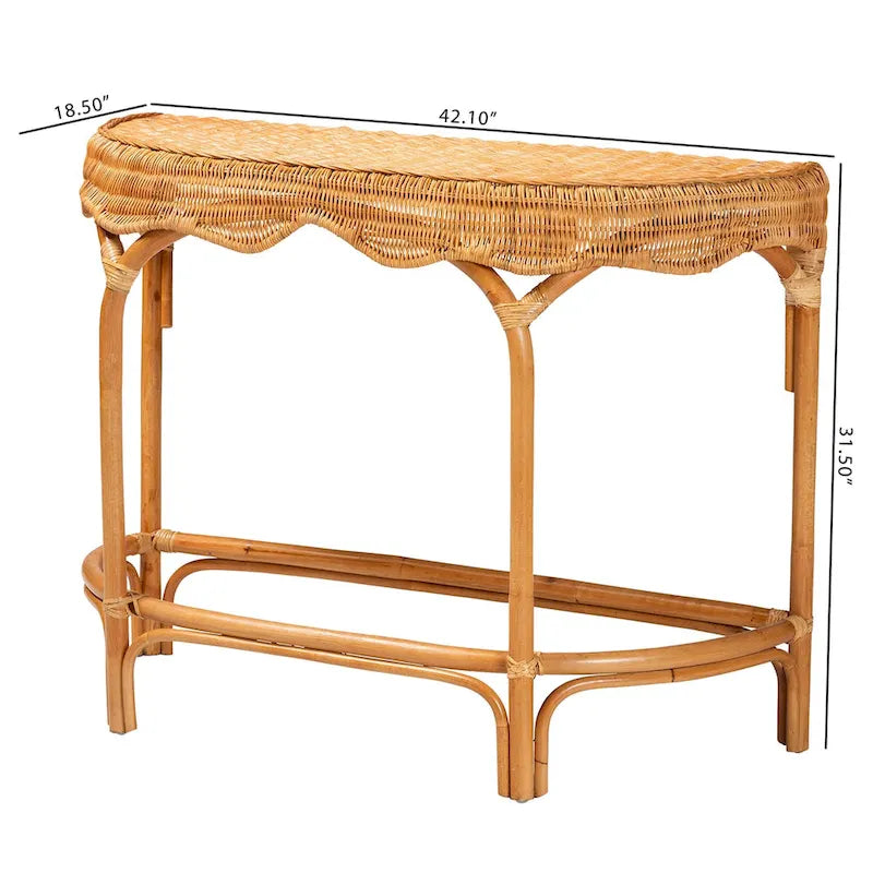 Console Wakana en rotin marron naturel de style bohème moderne