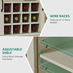 Meuble de rangement pour bouteilles de vin Moasis avec portes coulissantes façon grange, ports USB et prises électriques