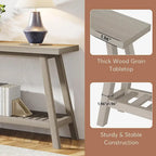 Console 2 niveaux gris et marron, 180 cm – Table d'entrée / Salon / Derrière canapé
