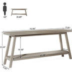Console 2 niveaux gris et marron, 180 cm – Table d'entrée / Salon / Derrière canapé
