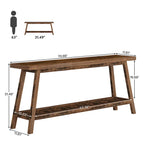 Console 2 niveaux gris et marron, 180 cm – Table d'entrée / Salon / Derrière canapé