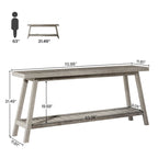Console 2 niveaux gris et marron, 180 cm – Table d'entrée / Salon / Derrière canapé