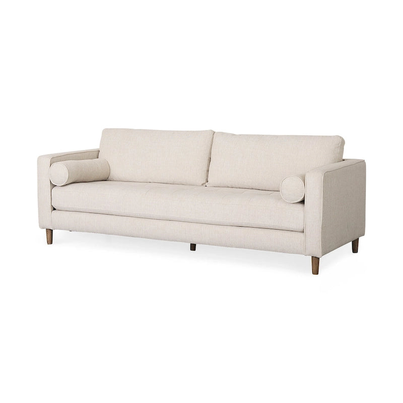 Tissu crème Loretta avec cadre en bois massif et traversins – 87,9 larg. x 36,2 prof. x 33,8 haut.