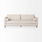 Tissu crème Loretta avec cadre en bois massif et traversins – 87,9 larg. x 36,2 prof. x 33,8 haut.