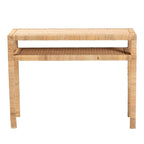 Console en bois d'acacia et rotin bohème miel clair