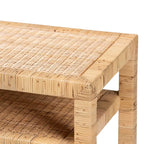 Console en bois d'acacia et rotin bohème miel clair