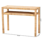 Console en bois d'acacia et rotin bohème miel clair