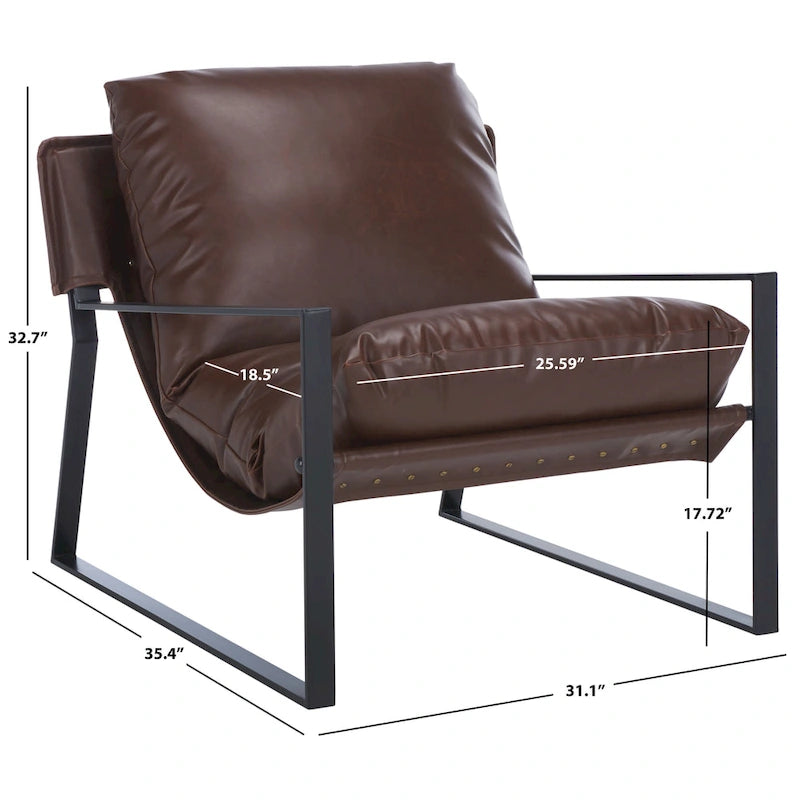SAFAVIEH Elinor Fauteuil d'appoint avec surmatelas (entièrement assemblé) - 31 po L x 35 po P x 33 po H - 31Lx35Px33H