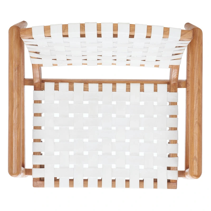 Fauteuil d'appoint en cuir tressé noir / cognac / blanc – Une place