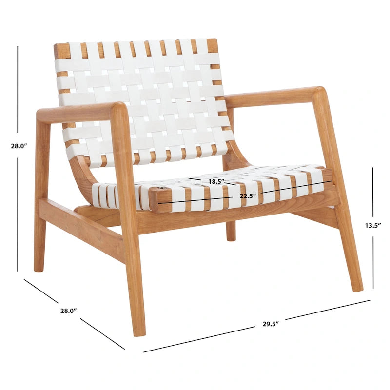 Fauteuil d'appoint en cuir tressé noir / cognac / blanc – Une place