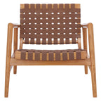 Fauteuil d'appoint en cuir tressé noir / cognac / blanc – Une place