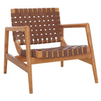 Fauteuil d'appoint en cuir tressé noir / cognac / blanc – Une place