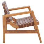 Fauteuil d'appoint en cuir tressé noir / cognac / blanc – Une place