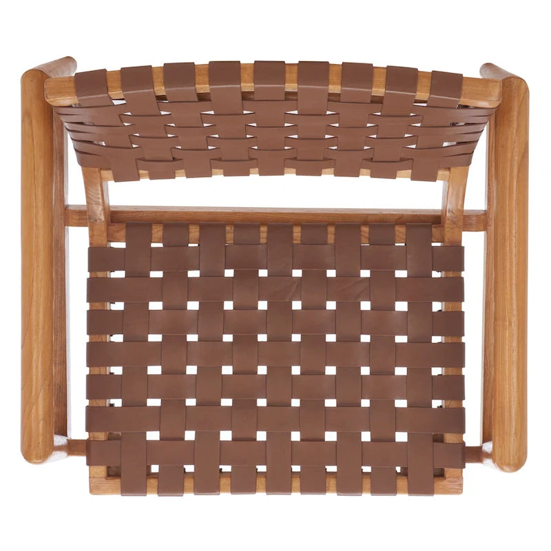 Fauteuil d'appoint en cuir tressé noir / cognac / blanc – Une place