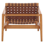 Fauteuil d'appoint en cuir tressé noir / cognac / blanc – Une place