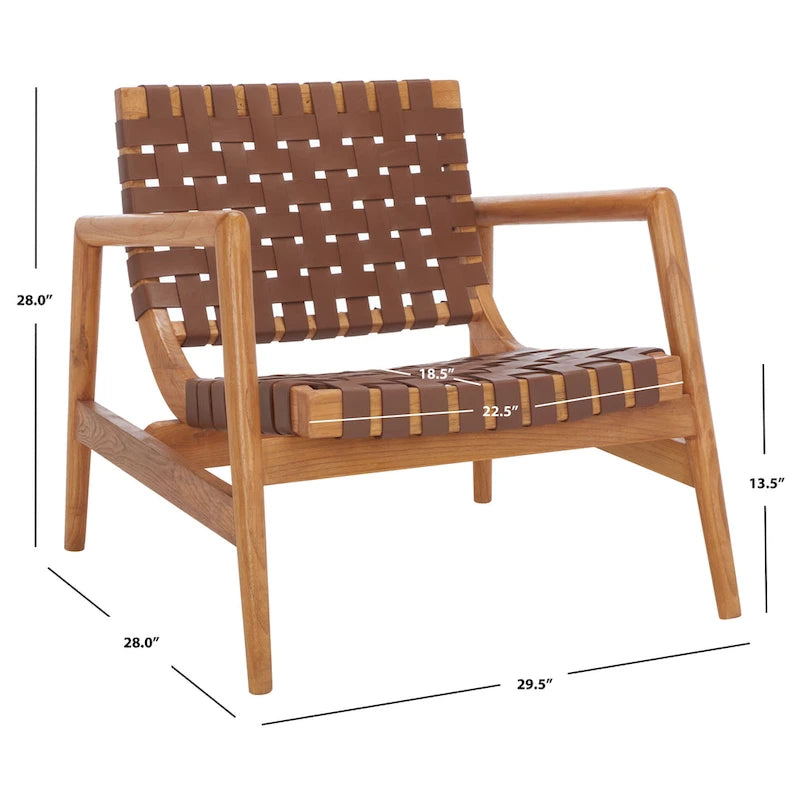Fauteuil d'appoint en cuir tressé noir / cognac / blanc – Une place