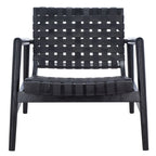Fauteuil d'appoint en cuir tressé noir / cognac / blanc – Une place