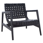 Fauteuil d'appoint en cuir tressé noir / cognac / blanc – Une place